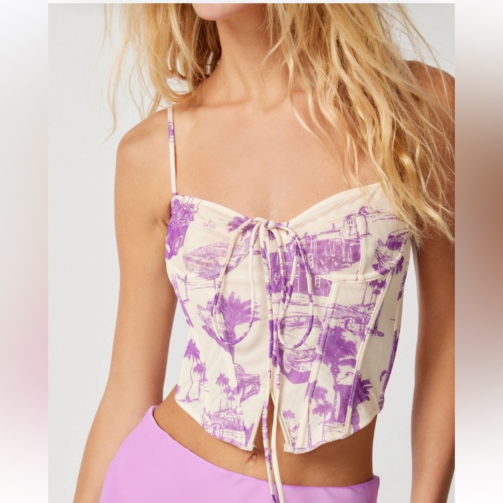 Urban Outfitters Wild Lovers Presley Printed Corset, NWT, size 36 C, Lilac